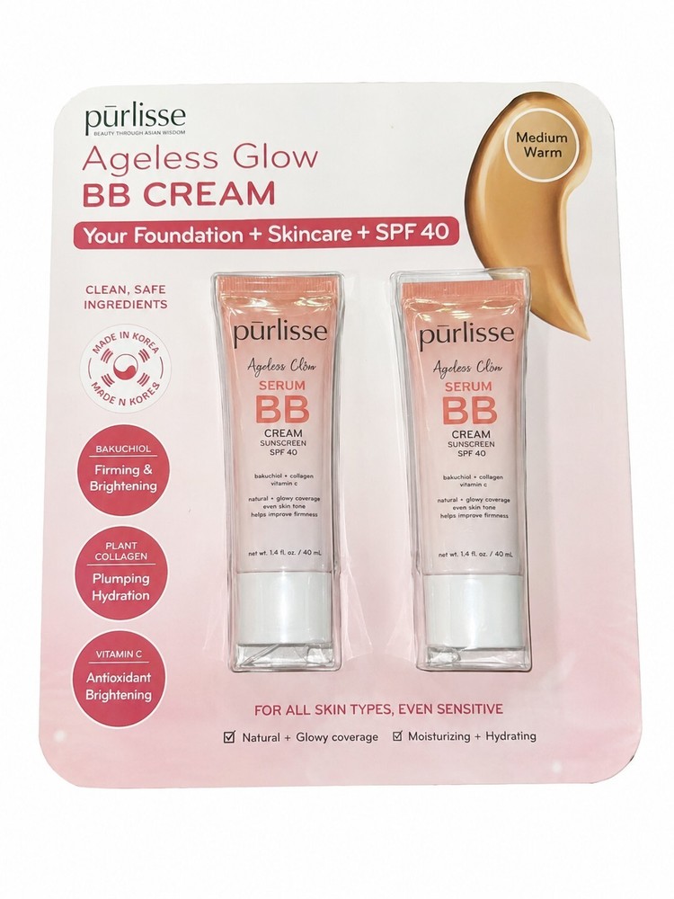 2pcs x1.4 oz Purlisse Ageless BB Cream SPF 40 – Medium Warm