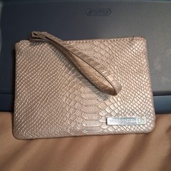 Rodan and Fields – Cosmetic Bag – Silver Clutch Wrist Handle New