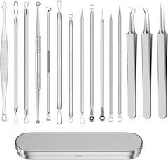 15PCS Acne Blackhead Remover Kit Pimple Popper Comedone Extractor Tool Set
