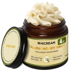 Grass Fed Beef Tallow Honey Balm Face & Body Moisturizer Unscented 4oz