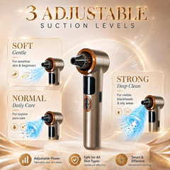 Heated Blackhead Remover Vacuum, Warm Compress Pore Vacuum Cleaner with 3 Suctio