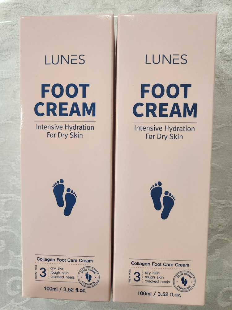 2 LUNES FOOT CREAM INTENSIVE HYDRATION FOR DRY SKIN COLLAGEN CARE CREAM 3.52 OZ