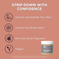 Pure for Men Bum Balm Raw Shea Butter Mint Clove Skin Hydration 3.9oz
