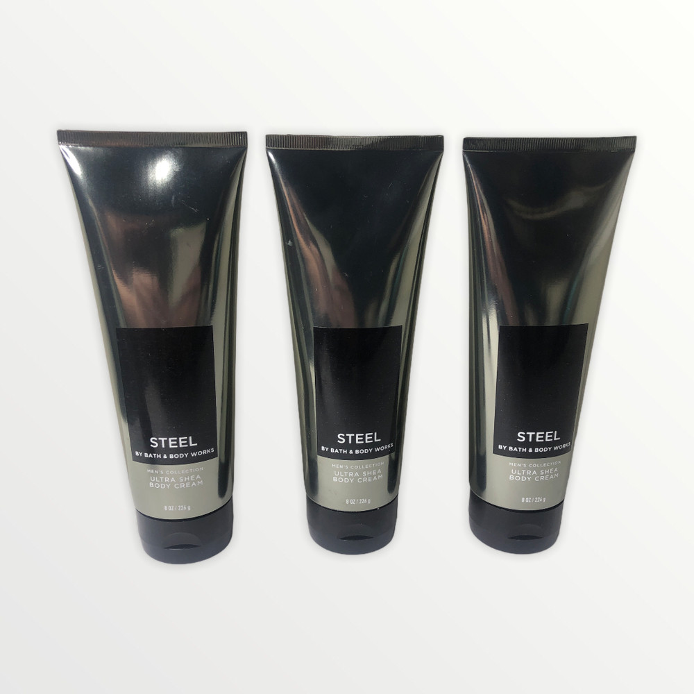(3) BATH & BODY WORKS STEEL Men&rsquo;s Ultra Shea Moisture Body Cream Lotion