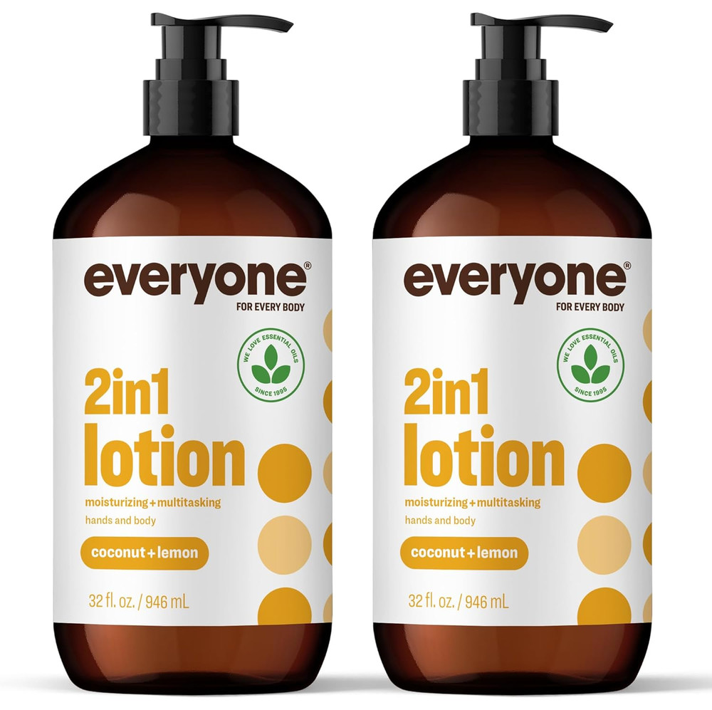 Everyone 2-In-1 Lotion for Hands/Body, 32 Ounce (Pack of 2) Coconut and Lemon Ma