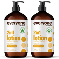 Everyone 2-In-1 Lotion for Hands/Body, 32 Ounce (Pack of 2) Coconut and Lemon Ma