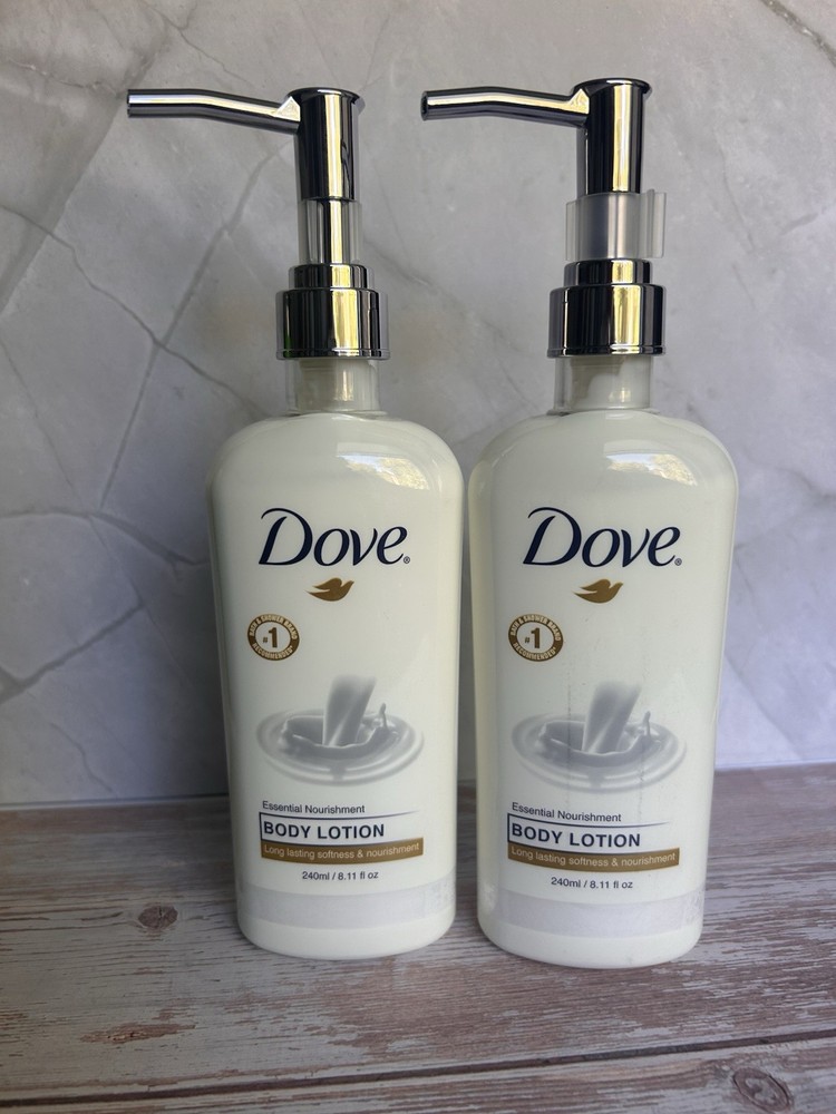 2 PACK Dove Body Care Lotion Pump Essential Nourishment Dry Skin 8oz 240ml