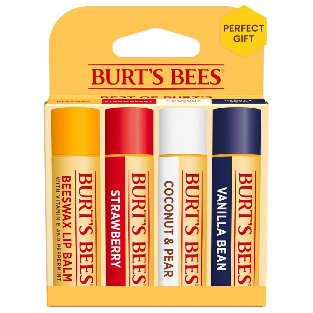 Burt&rsquo;s Bees Lip Balm, Beeswax, Strawberry, Coconut and Pear, and Vanilla Bean Pa