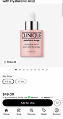 Clinique Moisture Surge Active Glow Serum Hydrating AHA Vit C 1 fl oz/30 ml