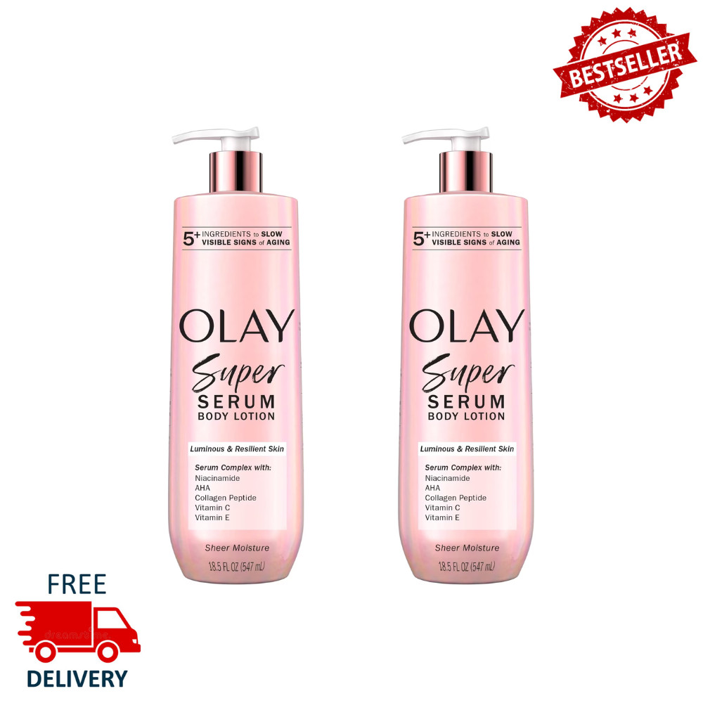 (2 Pack) Olay Super Serum Body Lotion, Anti-Aging Skin Moisturizer, 18.5 fl oz