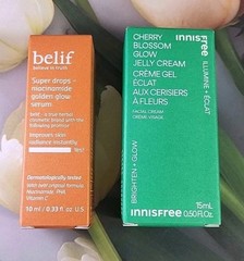 Belif Super Drops Golden Glow Niacinamide serum .33oz & CHERRY GLOW Jelly Cream