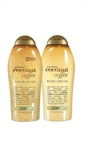 OGX Coconut Coffee Scrub and Wash Body Wash and Body Cream Exfoliat19.5oz 2-Pack