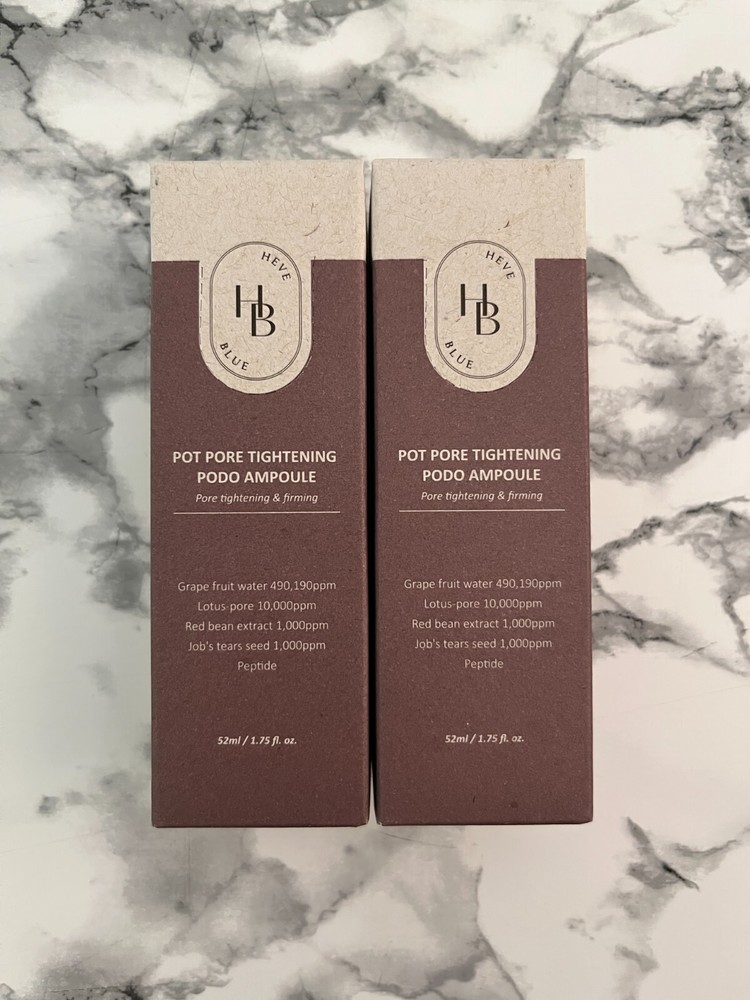 Lot of 2 x HEVEBLUE Pot Pore Tightening PODO Ampoule 52ml / 1.75 fl oz K-Beauty