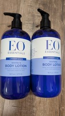 Lot of 2 EO Essentials Soothing Body Lotion Lavender & Aloe 16oz Each Pure Oils
