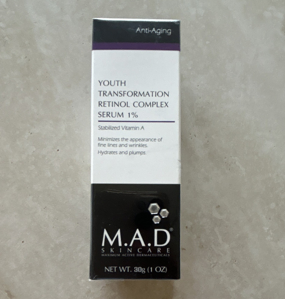M.A.D Skincare Youth Transformation Retinol Complex Serum 1% Face 1 oz 01/27