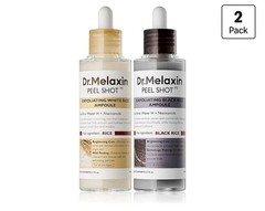 Dr.Melaxin Peel Shot Glow White and Black Rice Ampoule Duo, All Skin Types