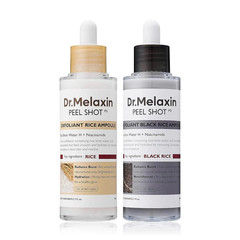 NEW Dr.Melaxin Peel Shot Glow White and Black Rice Ampoule Duo FREE SHIPPING US