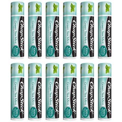 12-New ChapStick Green Tea Mint 100 Percent Natural Ingredients Lip Butter, Mois