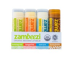 Fair Trade, Organic Beeswax Lip Balm – Variety 4 Pack (Lemongrass, Tangerine,…