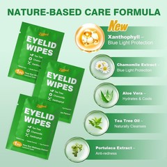 Tea Tree Oil Eyelid Wipes 60PCS Individually Wrapped Sensitive Eye Lid Cleaning
