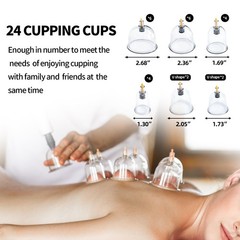 Cupluw Cupping Set, 24 Cups Kit for Massage Therapy, Chinese Clear