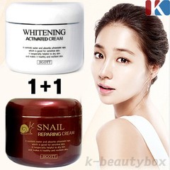 1+1 Whitening Activated Cream 100g + Snail Reparing Cream 100g Korean Cosmetics