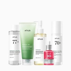 Anua 5-Piece Set: Cleanser + Toner + Cleansing Oil + Serum + Moisturizer