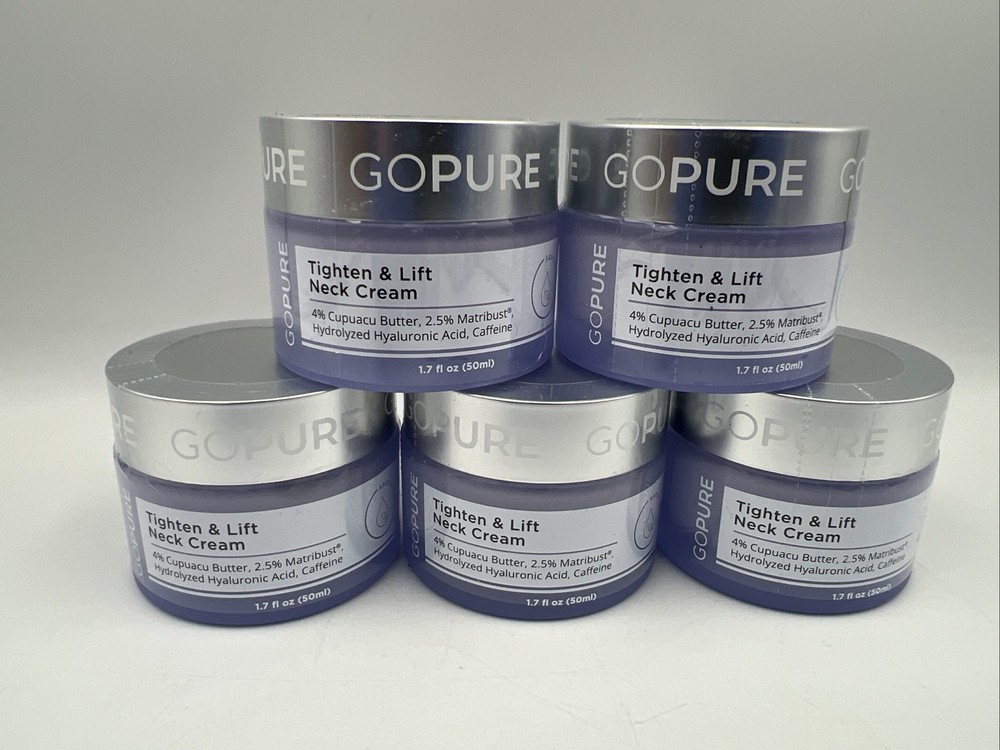 5x New & Sealed! Go Pure Tighten & Lift Neck Firming Cream 1.7 Oz 50ml Exp: 3/28