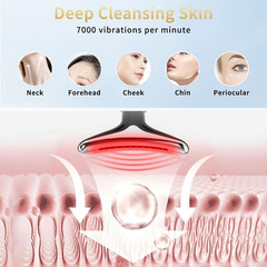 Facial Beauty Device, Multifunctional Facial Skin Care Tools with Vibration, Red