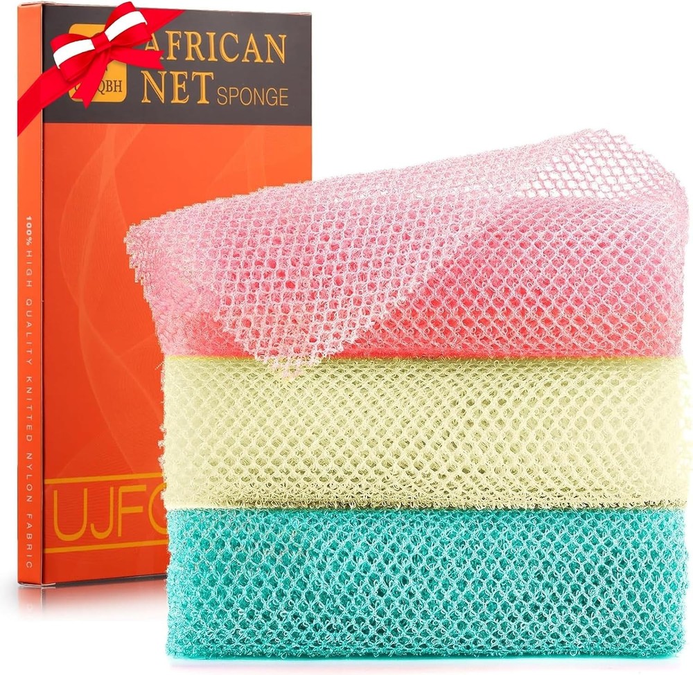 3 Pack African Bath Sponge African Net Long Net Bath Sponge Exfoliating Shower