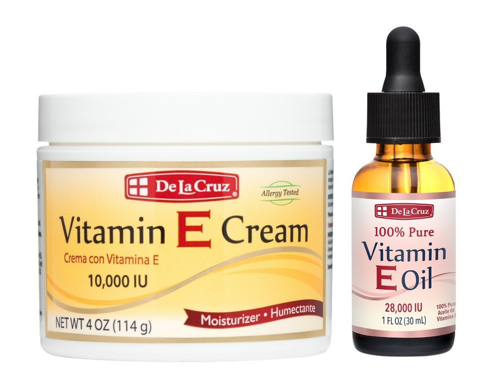 De La Cruz 100% Pure Vitamin E Oil 28,000 IU + Vitamin E Cream 10,000 IU 4 OZ