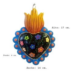 Hand-Painted Clay Heart. Mexican Crafts