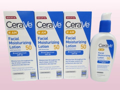 CERAVE AM FACIAL MOISTURIZING LOTION SPF 50 3 OZ BOXED EXP: 2027 LOT OF 3