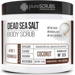 pureSCRUBS Premium Coconut Body Scrub Set – Large 16oz Dead Sea Salt Body Scrub