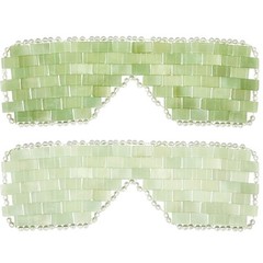 Hercicy 2 Pcs Jade Eye Mask Green Jade Stone Facial Cooling Mask for Alleviate P
