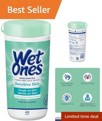 Moisturizing Hand & Face Wipes with Aloe | 40 ct Sensitive Skin Care Canister