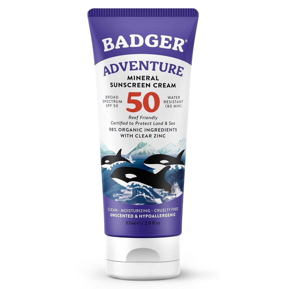 Badger Mineral Sunscreen SPF 50 Zinc Oxide Sunscreen with 98% Organic Ingredient