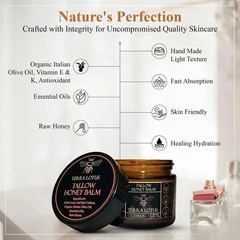 NEW! Terra Lotus ORGANIC Beef Tallow Balm Raw Honey Citrus Moisturizing Cream