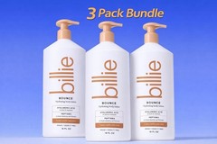Billie Bounce Hydrating Body Lotion 18oz Creamy Vanilla Cedar 3 Pack Bundle
