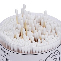 500 Count Cotton Swabs, Natural Double Round Strong Wooden Cotton Tip Sticks Bud