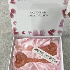 Ice Globe Facial Roller Set of 2 Pink Glass Cooling for Puffiness & Dark Circles