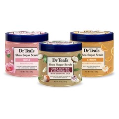Dr Teal&rsquo;s Shea Sugar Scrub Trial Pack, Rose, Shea Butter, Citrus 19 oz Pack of 3