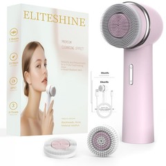 Eliteshine Electric Facial Cleanser Brush Equipped with Dual-Rotating Pink
