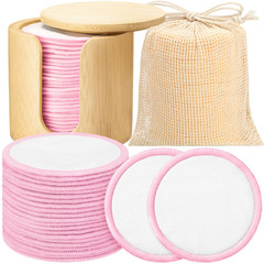 Foaincore Reusable Makeup Remover Pads Mesh Storage Bag Bamboo Box Cotton Rounds