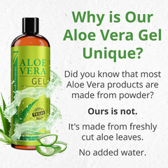 Aloe Vera Gel with Freshly Cut Pure Organic Aloe – Big 12Oz – Texas Grown, Highe