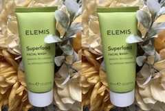 2 PC Elemis SUPERFOOD FACIAL Wash Pre-Biotic Gel Cleanser 2 X 1 OZ. New & Sealed