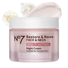 No7 Restore Renew Night Cream for Face Neck Multi-Action 50ML plastic container