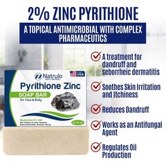 Pyrithione Zinc Soap Bar for Face & Body, 4oz | 4 Ounce (Pack of 1), Silver