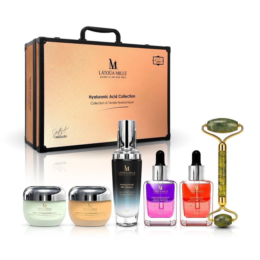 LÁTOUA MILLE Hyaluronic Acid Collection 6-Piece Skincare Gift Set w/ Jade Roller