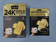 NEW AZURE 24K GOLD FACE MASK FIRMING (5 MASKS) & 1 24K GOLD & CAVIAR FACE MASK
